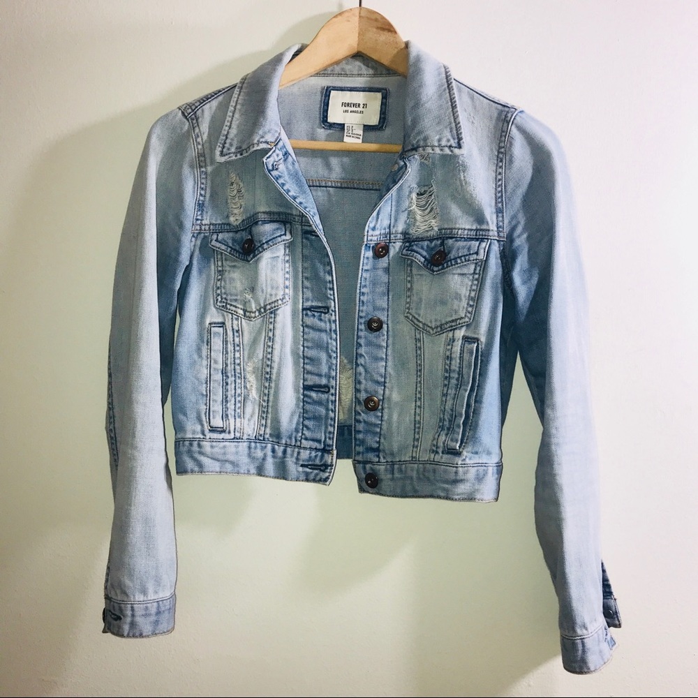Forever 21 Los Angeles distressed denim jacket